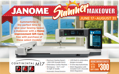 Janome Summer Makeover Promo June 17th-August 31st 2023