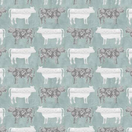 Chalk Barn Calico Cows Medium Teal 16320B-83