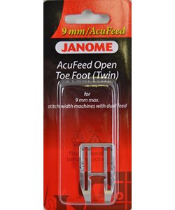 AcuFeed open toe foot (twin) 9 mm max; machines with dual feeds