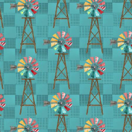 Teal Whirling Windmill