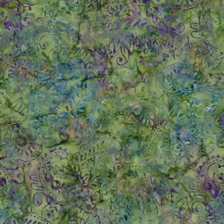 Green/Purple Paisley Batik MYSTIC VINEYARD