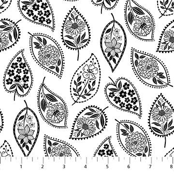 Ebony & Ivory White Sylized Leaf (East TN Shop Hop)
