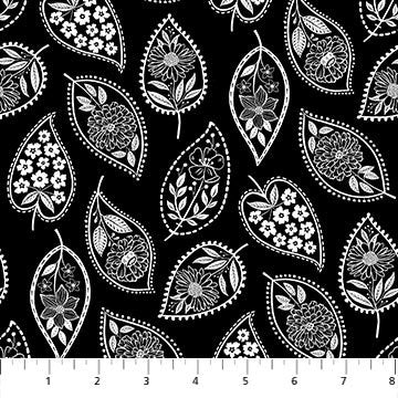 Ebony & Ivory Black Sylized Leaf (East TN Shop Hop)