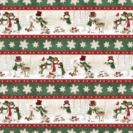 Multi Repeating Stripe /Woodland Snowman