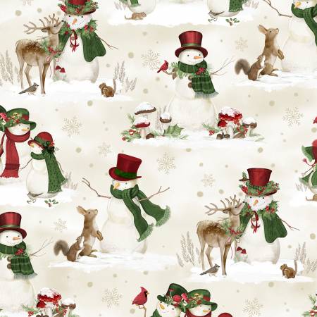 Cream Scenic Snowmen / Woodland Snowman