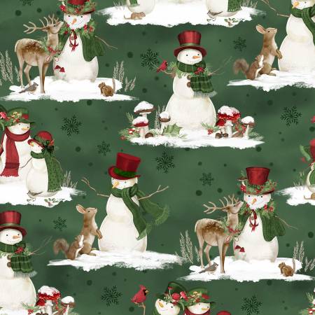 Green Scenic Snowmen / Woodland Snowman