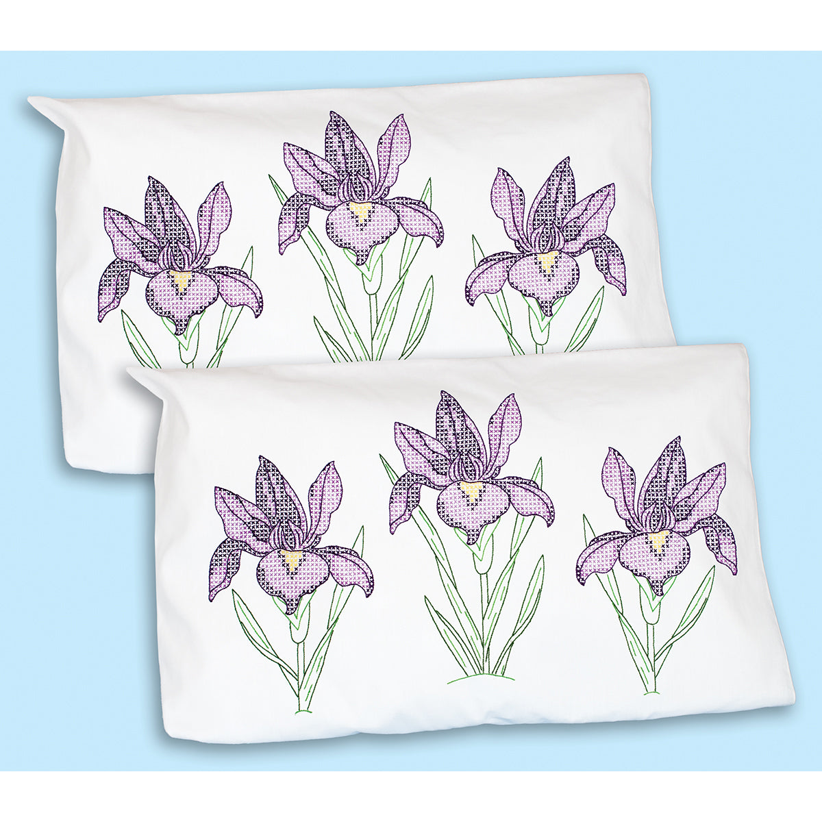 Jack Dempsey Stamped Pillowcase Shams 2/Pkg-Iris