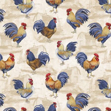 Cream Roosters All Over 39864-243