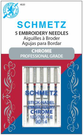 Chrome Embroidery Schmetz Needle 5 ct, Size 90/14