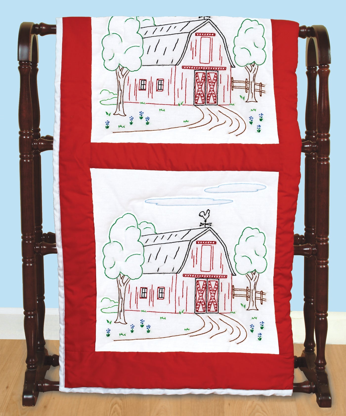 Jack Dempsey Stamped White Quilt Blocks 18"X18" 6/Pkg-Barn