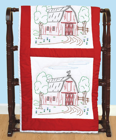 Jack Dempsey Stamped White Quilt Blocks 18"X18" 6/Pkg-Barn