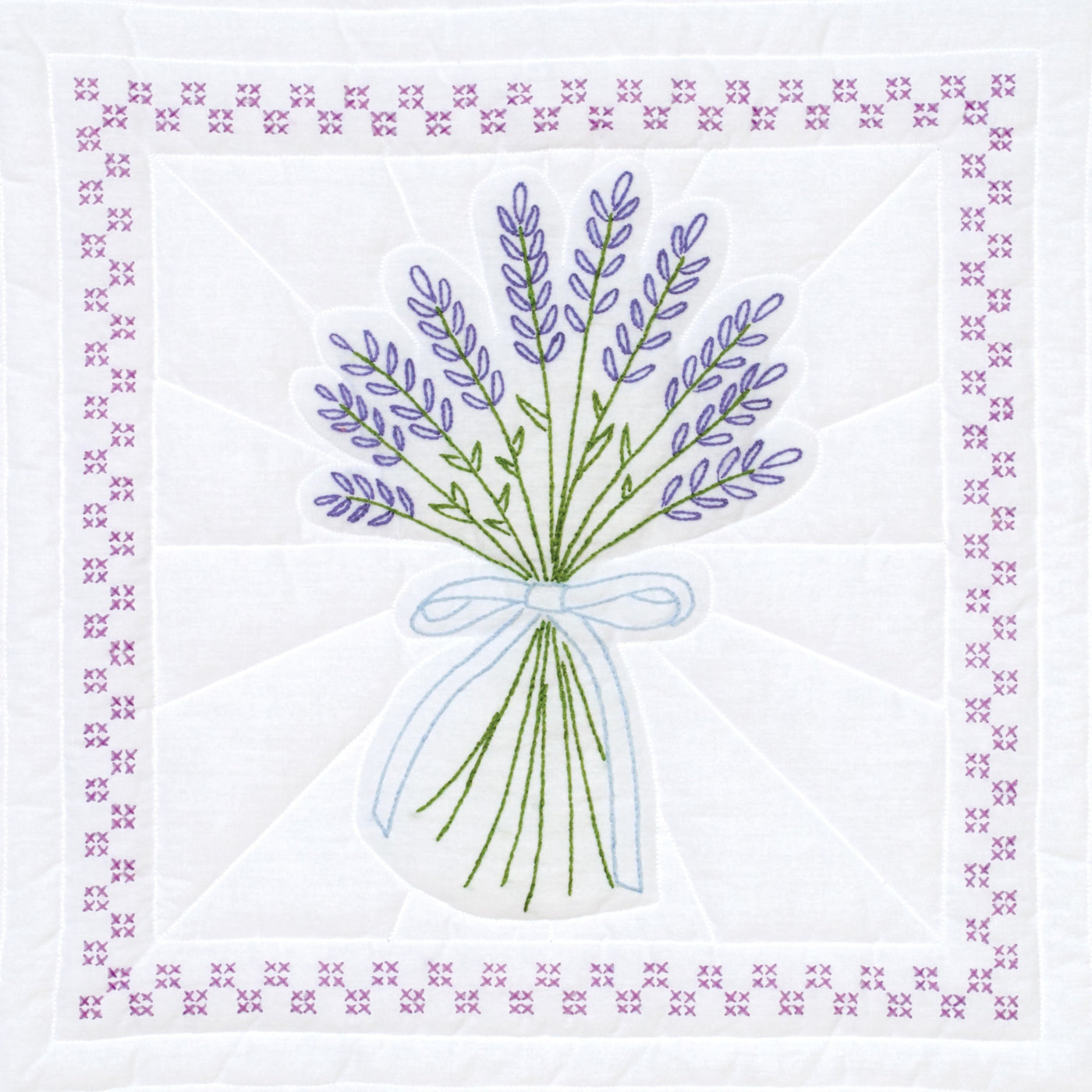 Jack Dempsey Stamped White Quilt Blocks 18"X18" 6/Pkg-Lavender