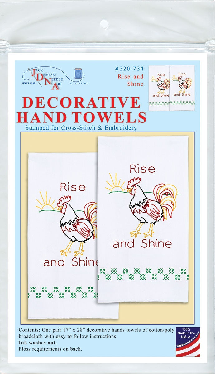 Jack Dempsey Stamped Decorative Hand Towel Pair 17"X28"-Rise And Shine