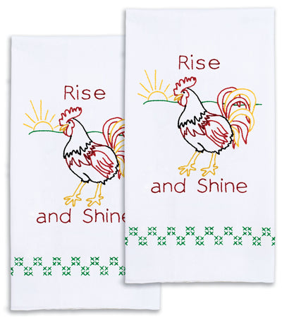 Jack Dempsey Stamped Decorative Hand Towel Pair 17"X28"-Rise And Shine