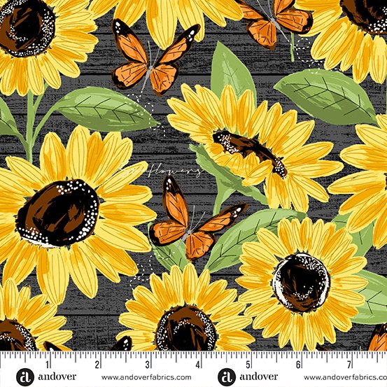 Black Large Sunflowers, Sunflower Meadow A-900-K