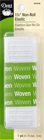 White Non-Roll Elastic Woven 1-1/4in x 1yd - 9308W White Non-Roll Elastic Woven 1-1/4in x 1yd - 9308W