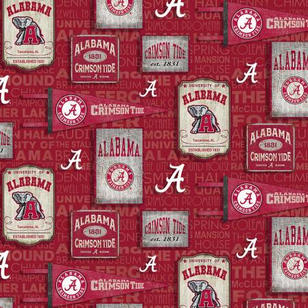 NCAA-Alabama Crimson Tide Vintage Pennant Allover Cotton AL-1267