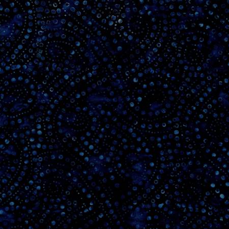 Navy Large Loose Dotted Spirals Tonga Batik