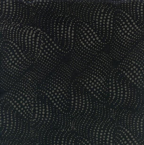 BE23-E1 / Wavy Dots-Black Island Batik