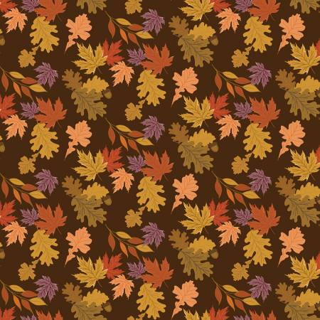 The Awe of Autumn Leaves Brown / Riley Blake