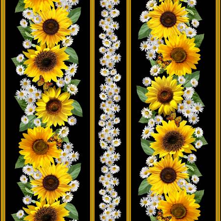 Black Sunflower & Butterflies 11" Stripe Advice From A Sunflower CD2922-BLACK