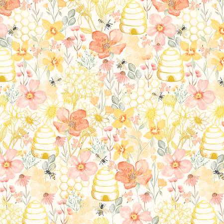 Cream Large Beehive Garden Floral CD3041-CREAM Sweet Home