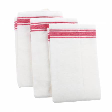 Aunt Martha's Vintage 1930 Striped Towels 18in x 28in Red