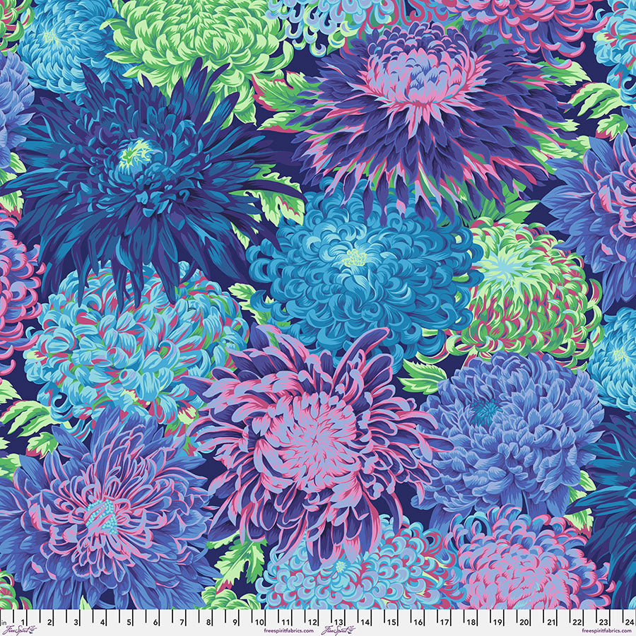 Kaffe Fassett Japanese Chrysanthemum - Blue || Classics