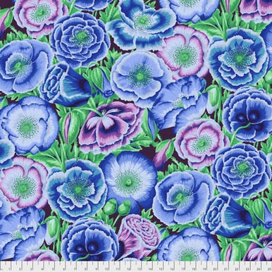 Kaffe Fassett Poppy Garden - Blue - PWPJ095.BLUEX