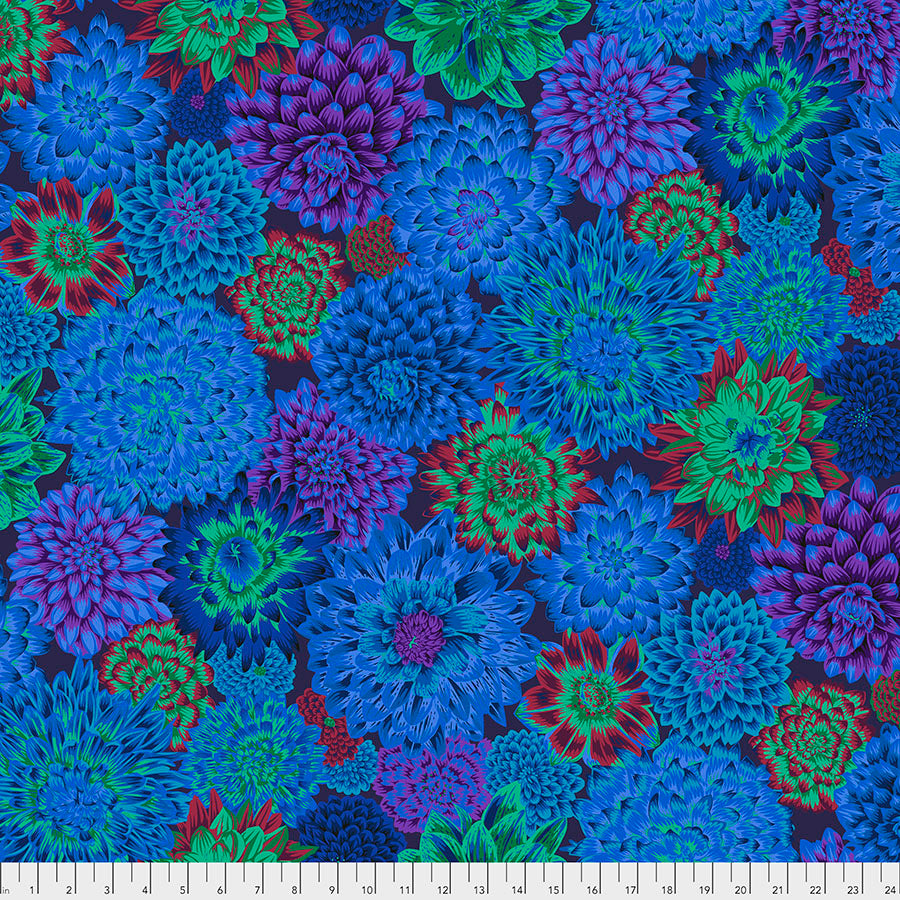 Kaffee Fassett Dancing Dahlias - Blue || Stash - PWPJ101.BLUE