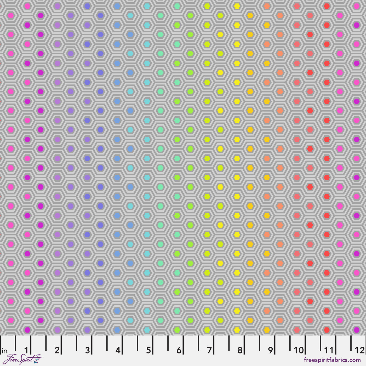 Tula Pink Hexy Rainbow - Dove || Tula's True Colors - PWTP151.DOVE