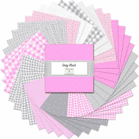 5in Squares Gray Blush, 42pcs