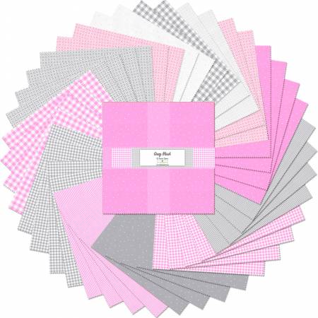 10in Squares Gray Blush, 42pcs