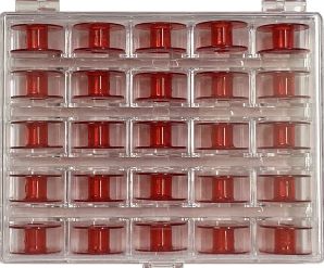 Red Bobbins Plastic, 25 Count With Case