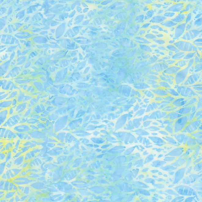 Blue/Green Loose Leaves Tonga Batik TONGA-B3591 FROST