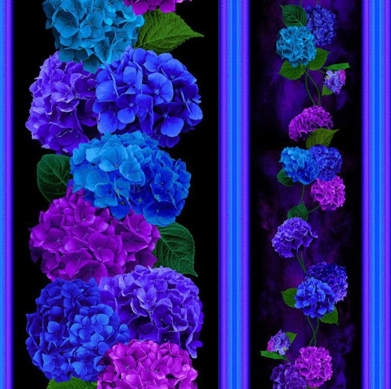 Hydrangea Floral 11" Stripe FLORA-CD3382 BLACK