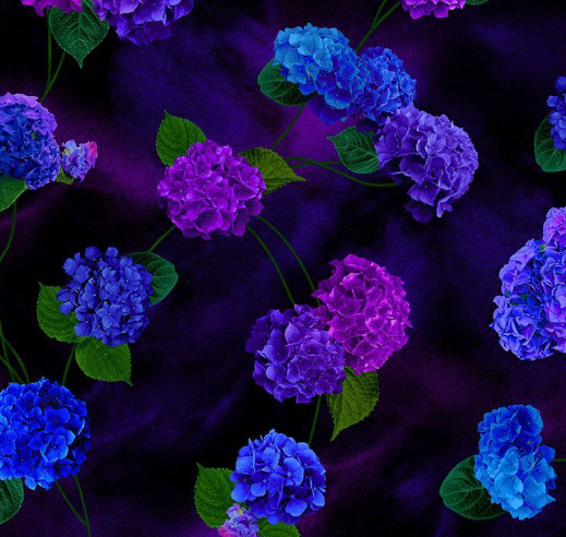 Tossed Hydrangea FLORA-CD3384 BLACK