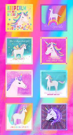 Multi Color Unicorn Love Digital 9in Block Panel