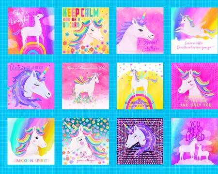 Multi Color Unicorn Love Digital 3 1/4in Blocks