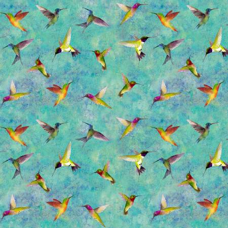 Turquoise Zen Digital Hummingbirds