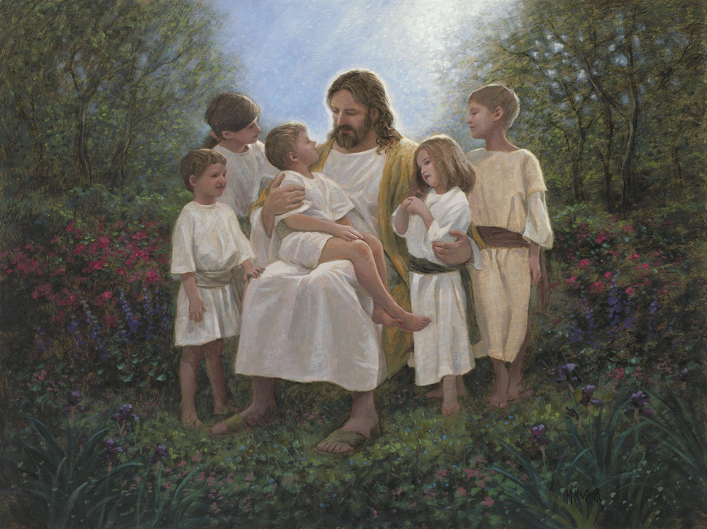 DT-Digital Prints AL-3761-1 Multi - Jesus with the Children 36 x 44 Panel